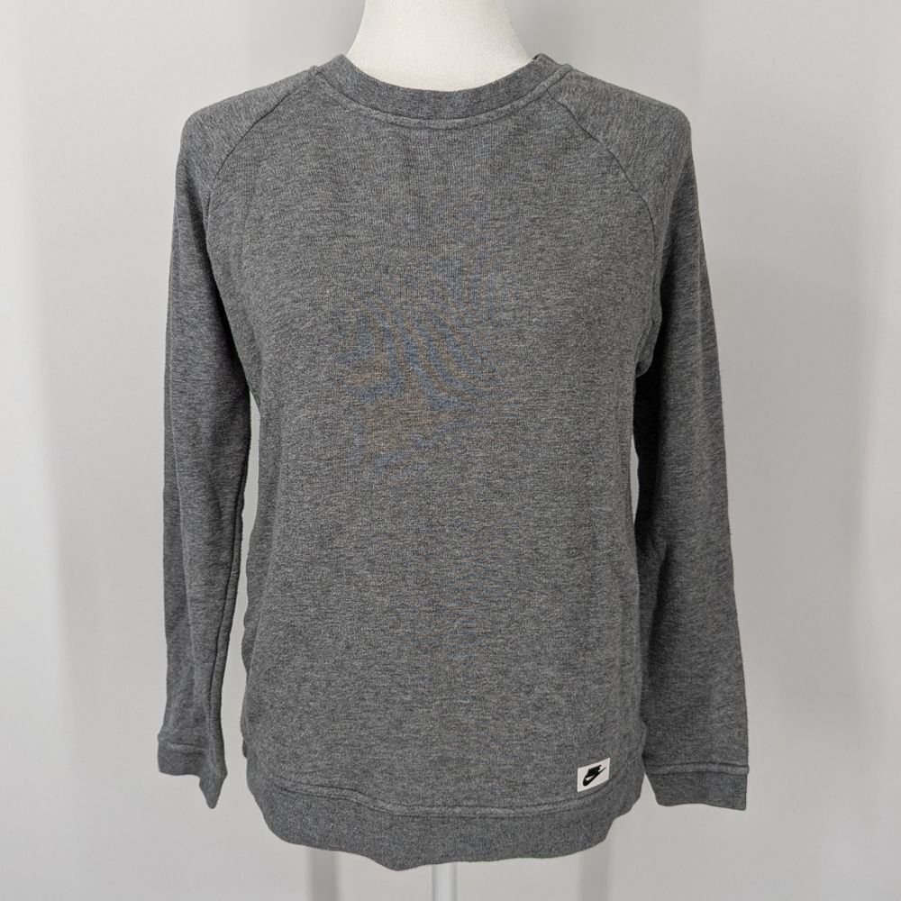 Nike Women's Heathered Grey Crewneck Long Sleeve Cotton Sweatshirt Sweater Small